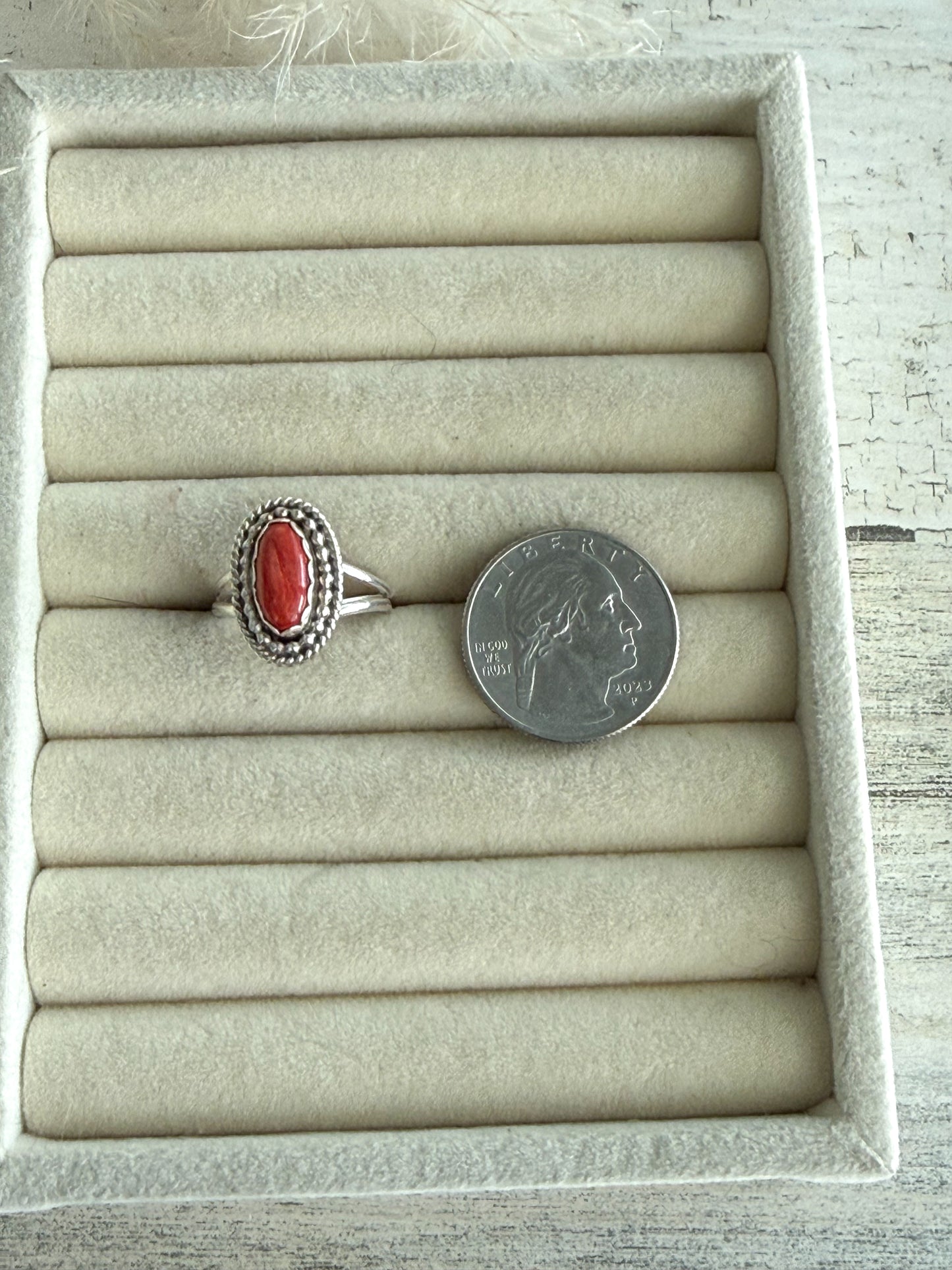 Native American Red Spiny Ring 8.5