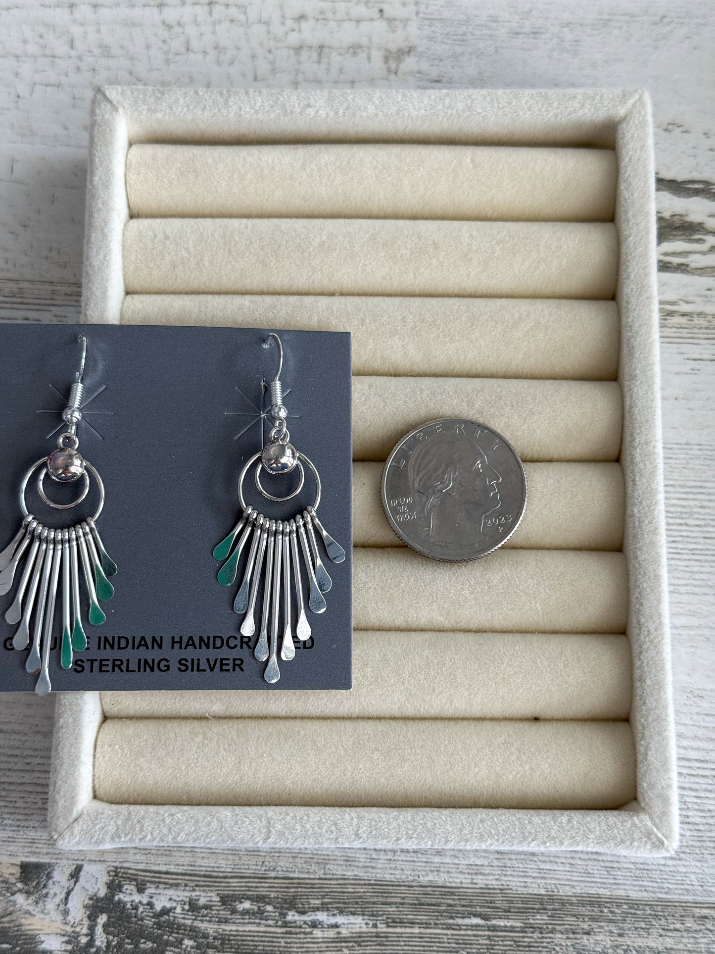 Native American Sterling Paddle Dangle Earrings