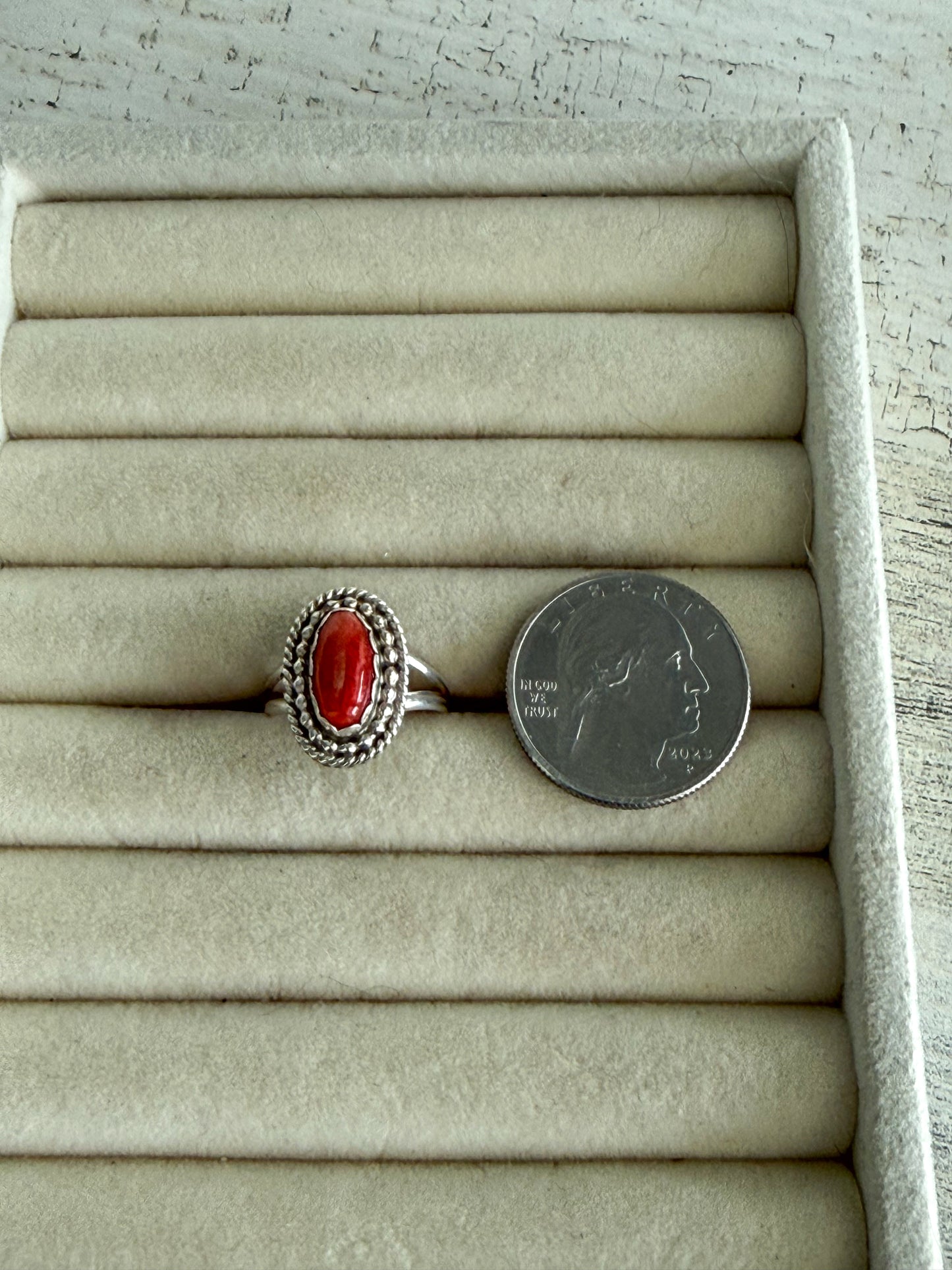 Native American Red Spiny Ring 7