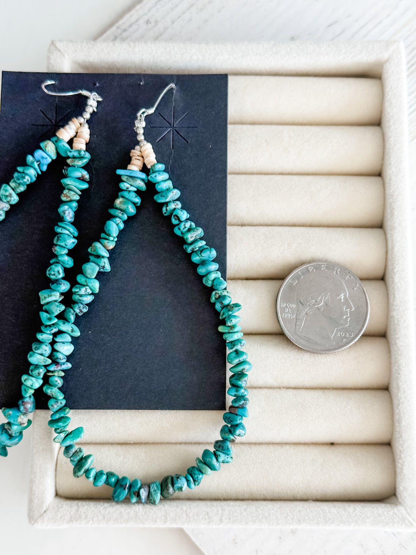 Native American Turquoise Nugget Hoop Earrings