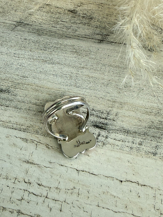 Native American Turquoise & Coral Ring 9