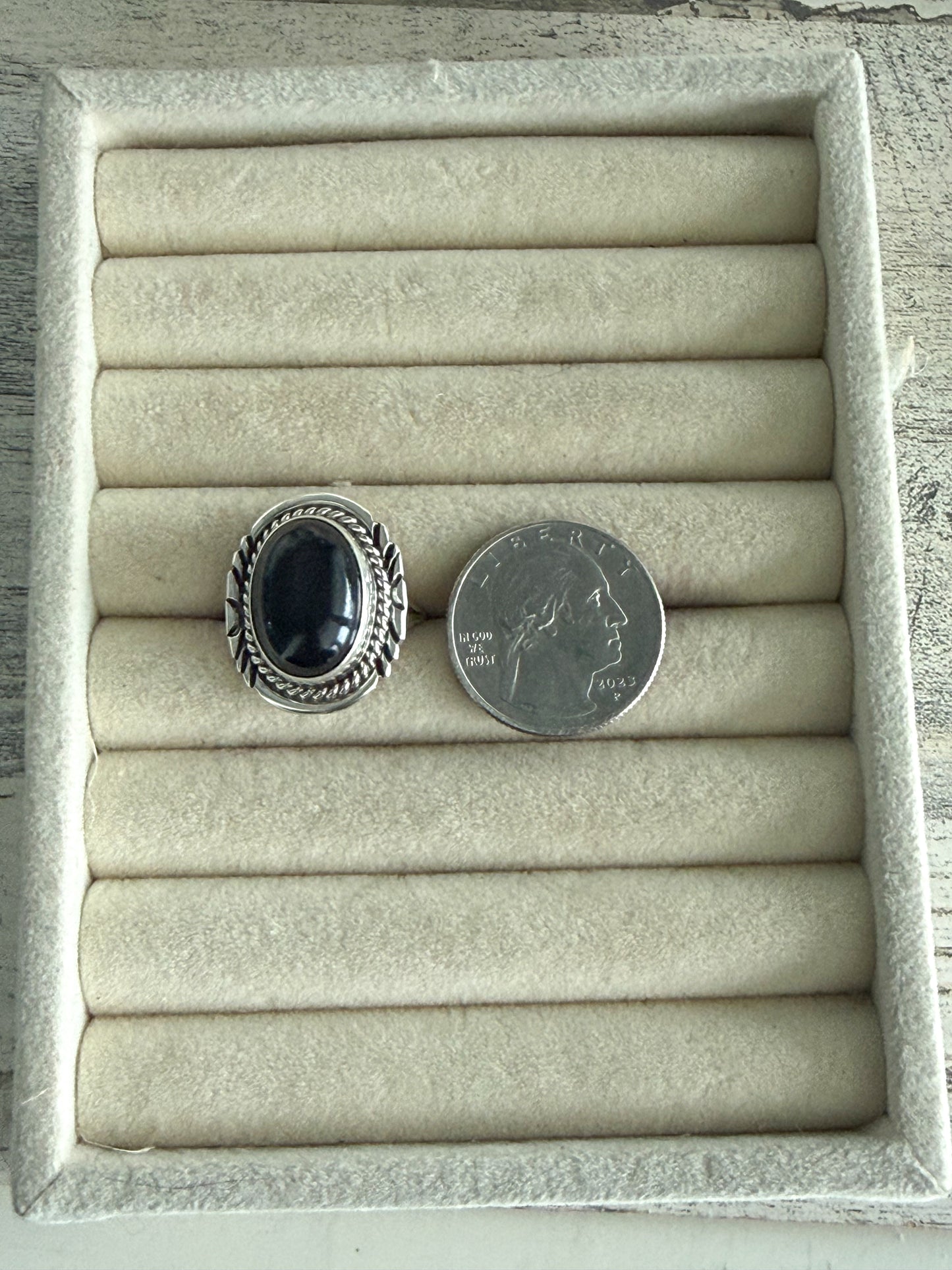 Native American Black Onyx Ring 8.5