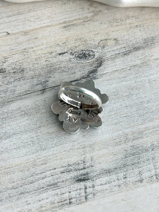 Native Made Turquoise Cluster Ring 8 Adjustable