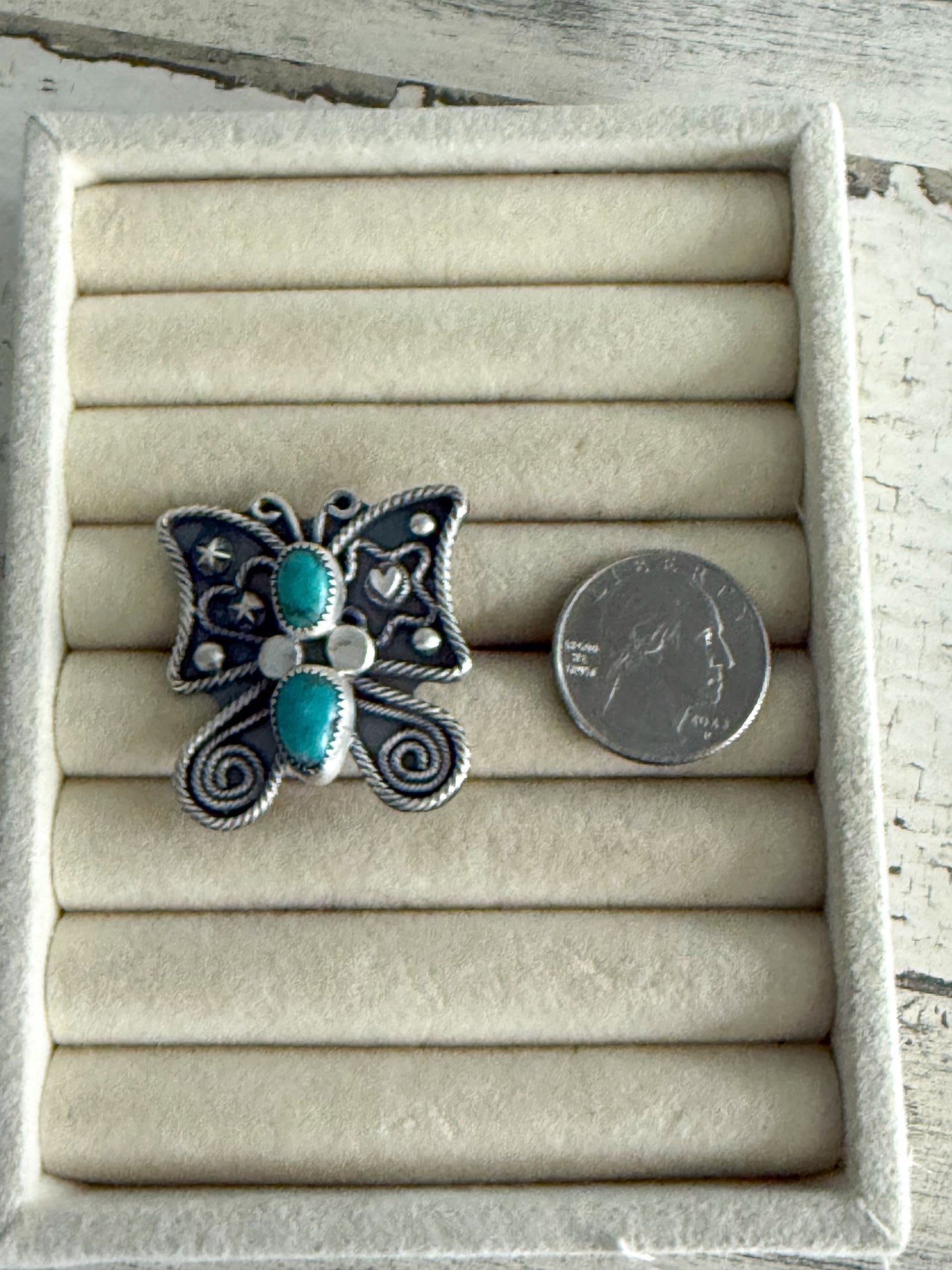 Native American Turquoise Butterfly Ring 8