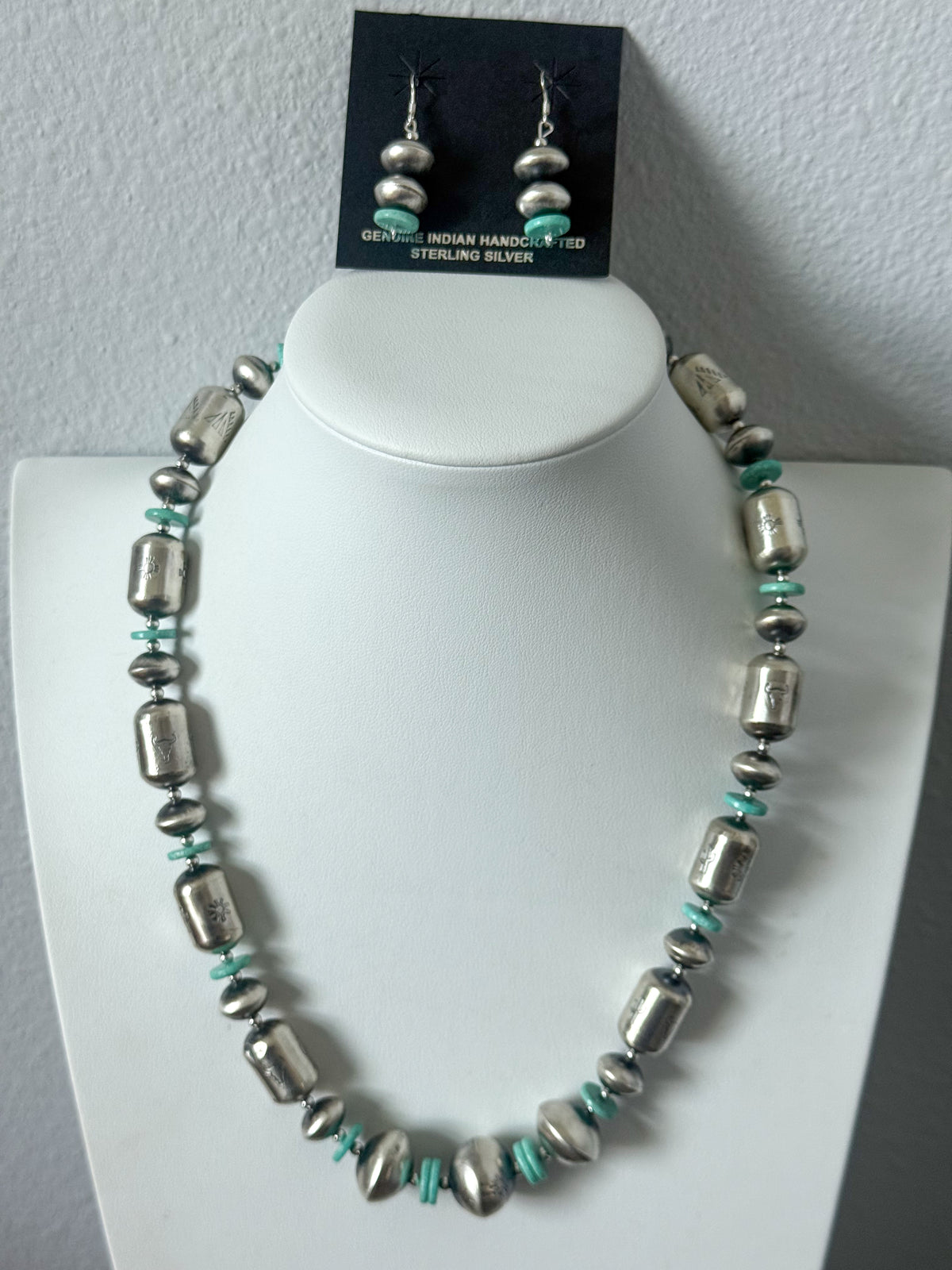Native American Navajo Pearls 20" & Turquoise Set