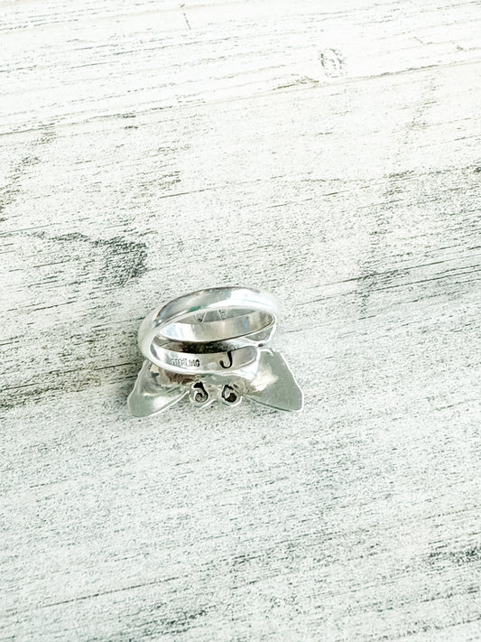 Native American Sterling Turquoise Butterfly Adjustable Ring
