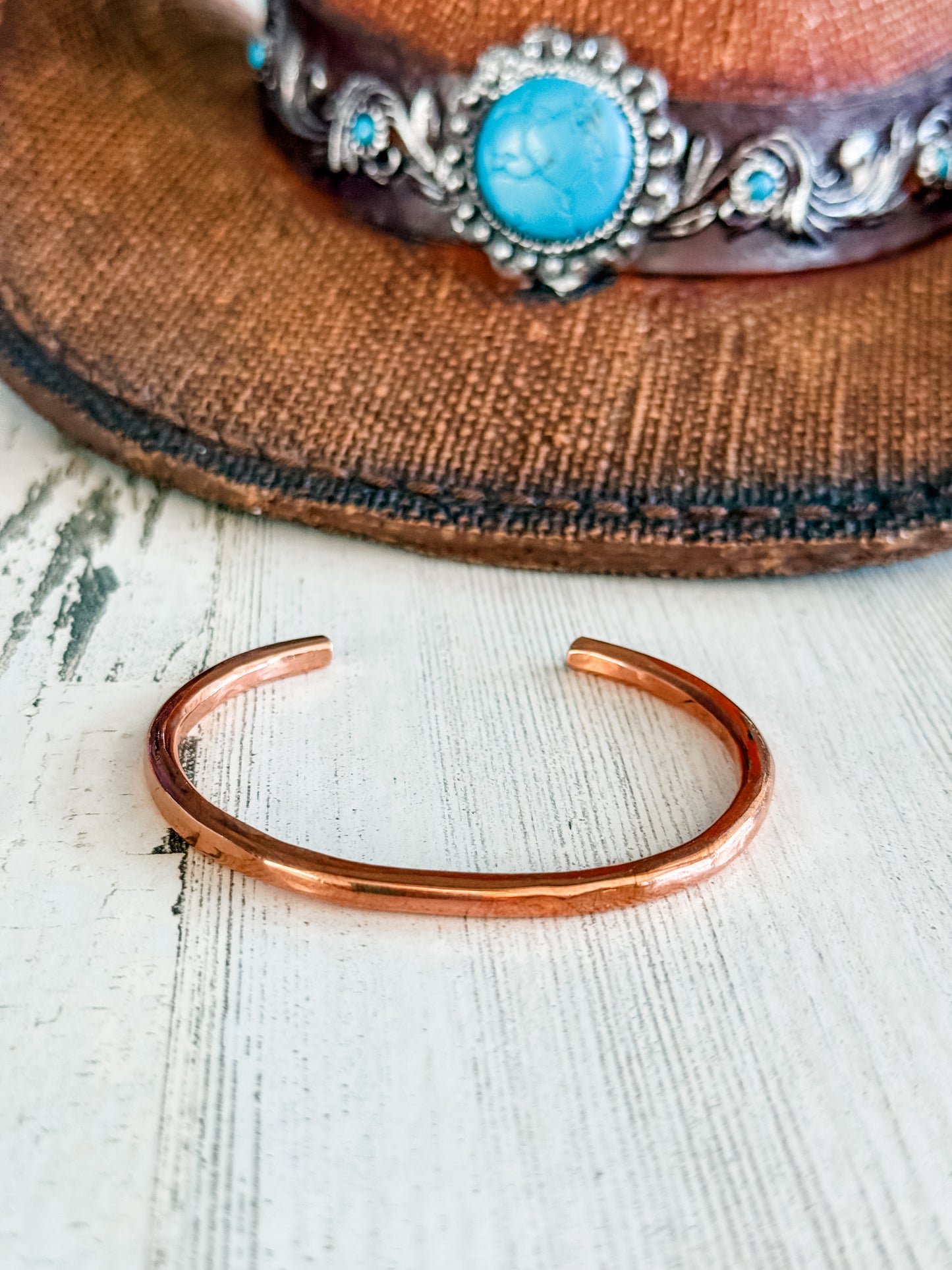 Native American Plain Copper Bracelet 6.5"