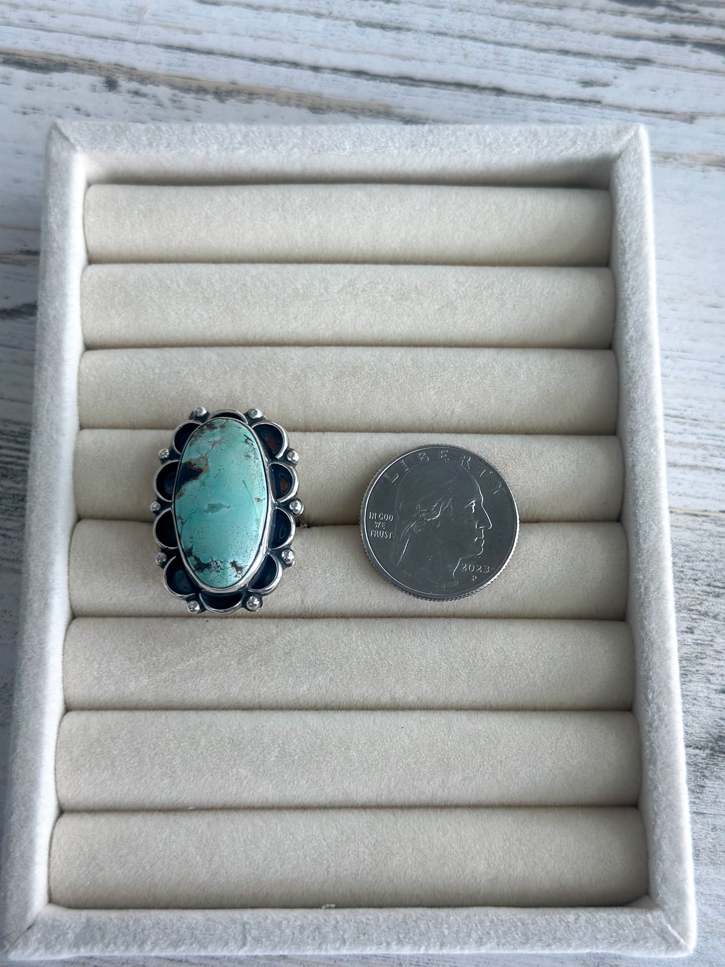 Native Made Emerald Valley Turquoise Ring Size 9
