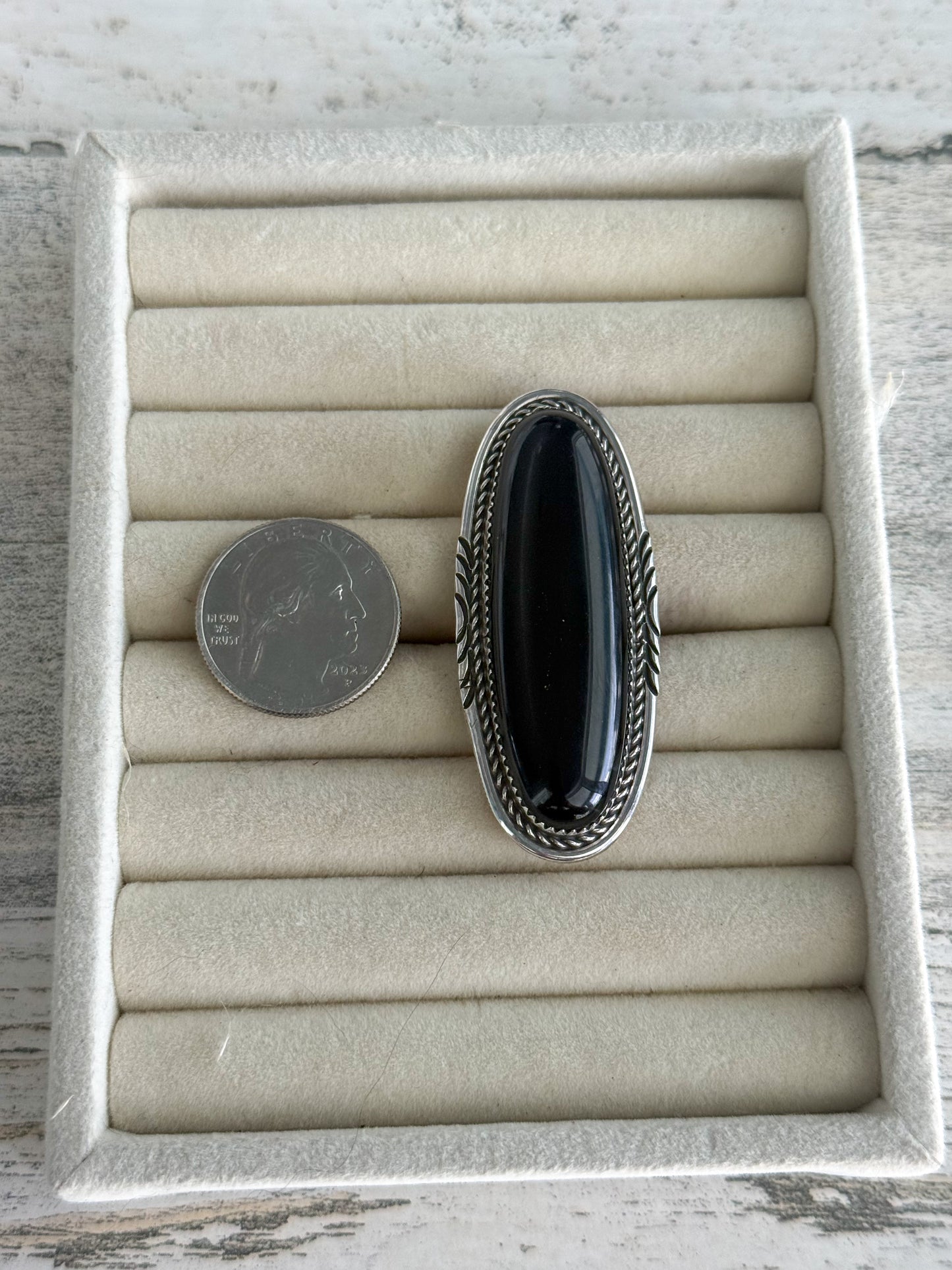 Native American Black Onyx Ring 7.5