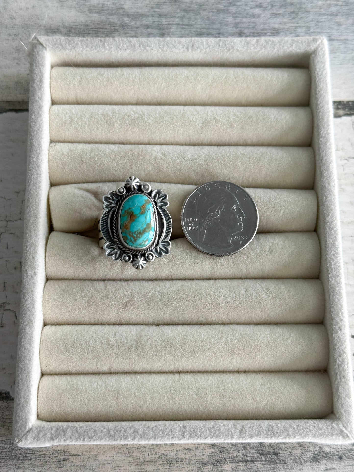 Native American Bisbee Turquoise Ring 8.5