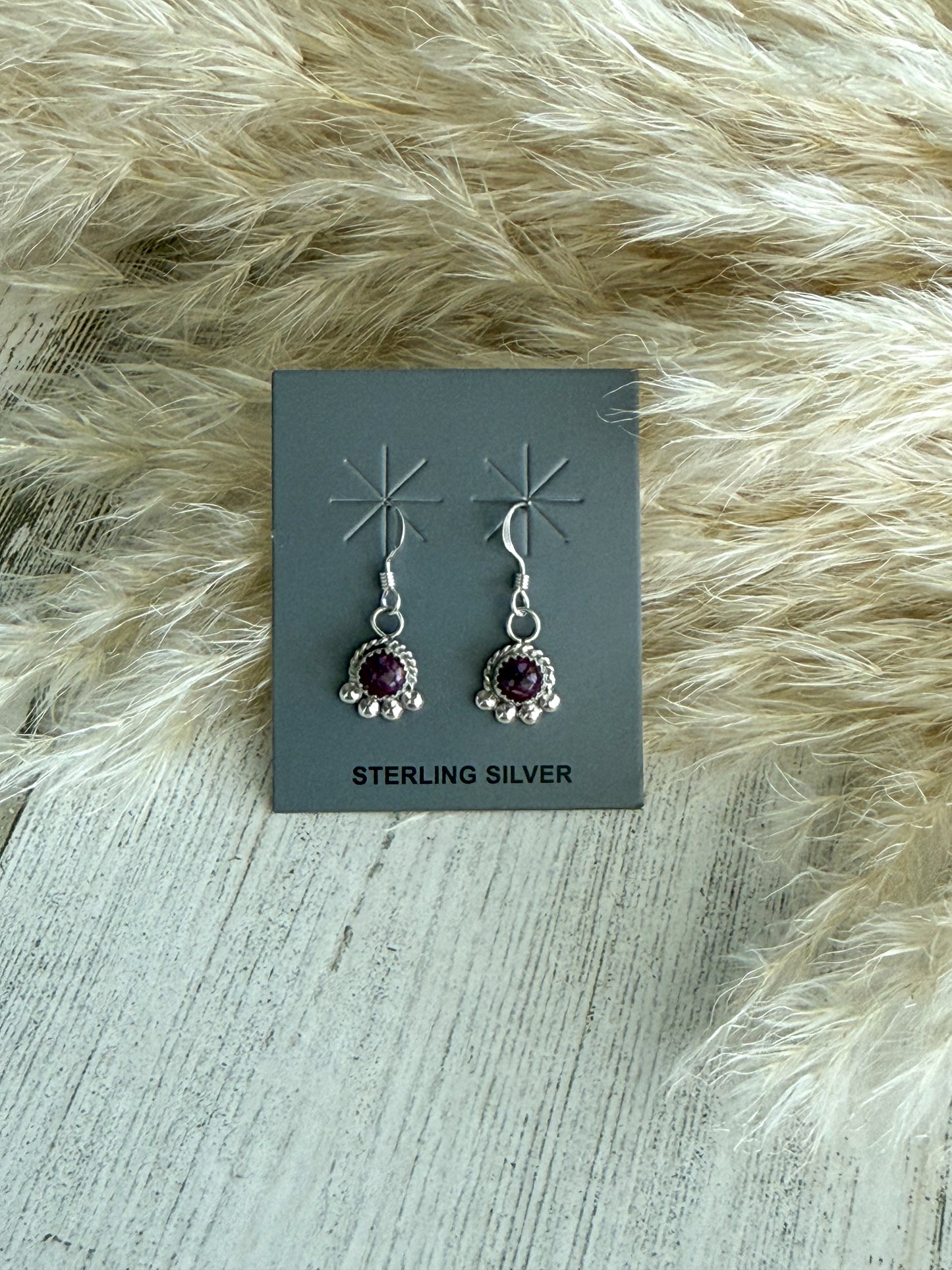 Native American Purple Spiny Dangle Earrings