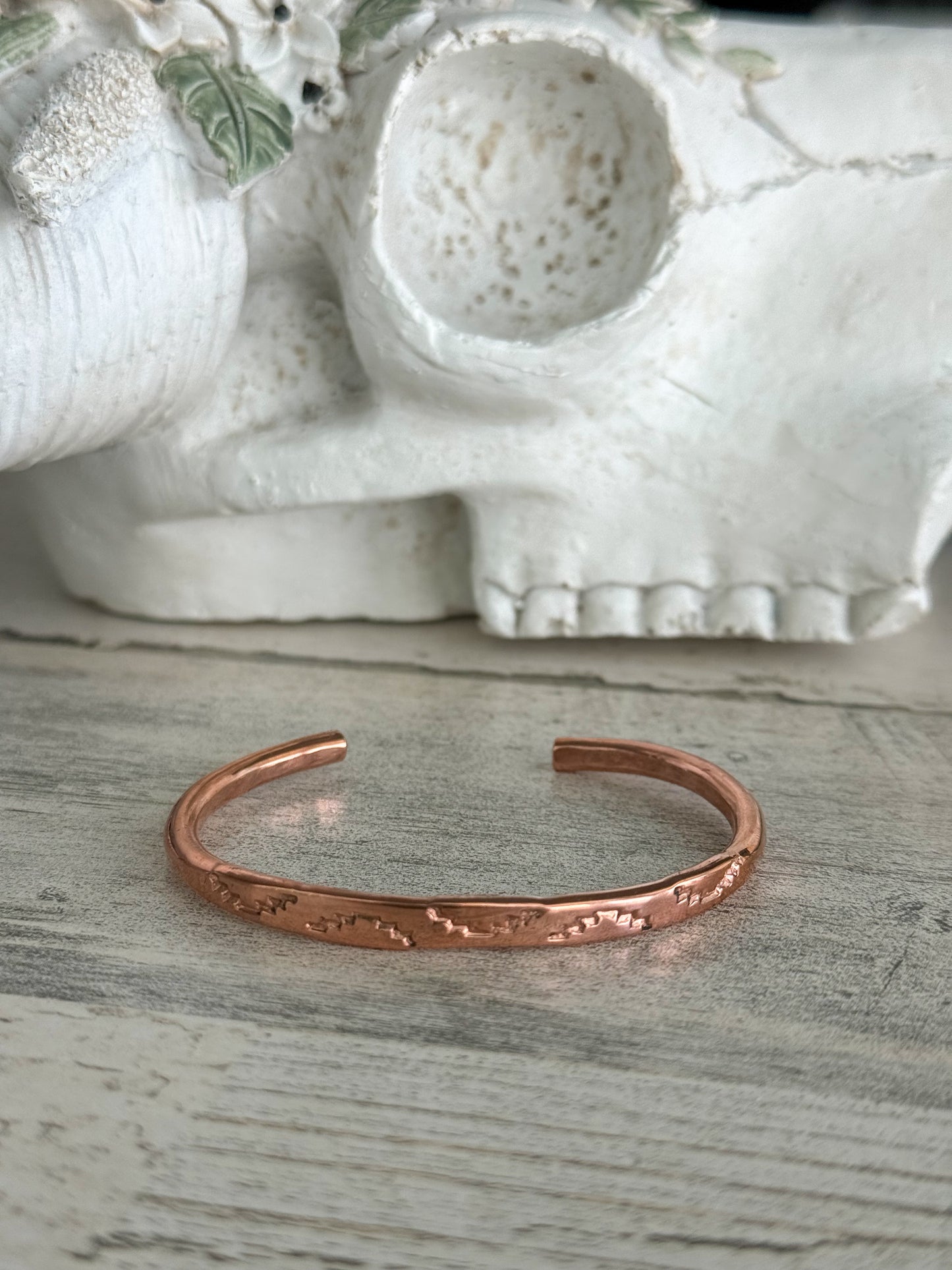 Native American Copper Stamped Cuff 6.75”