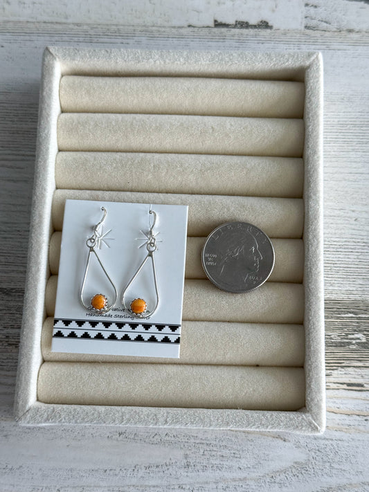 Native American Orange Spiny Tear Drop Earrings
