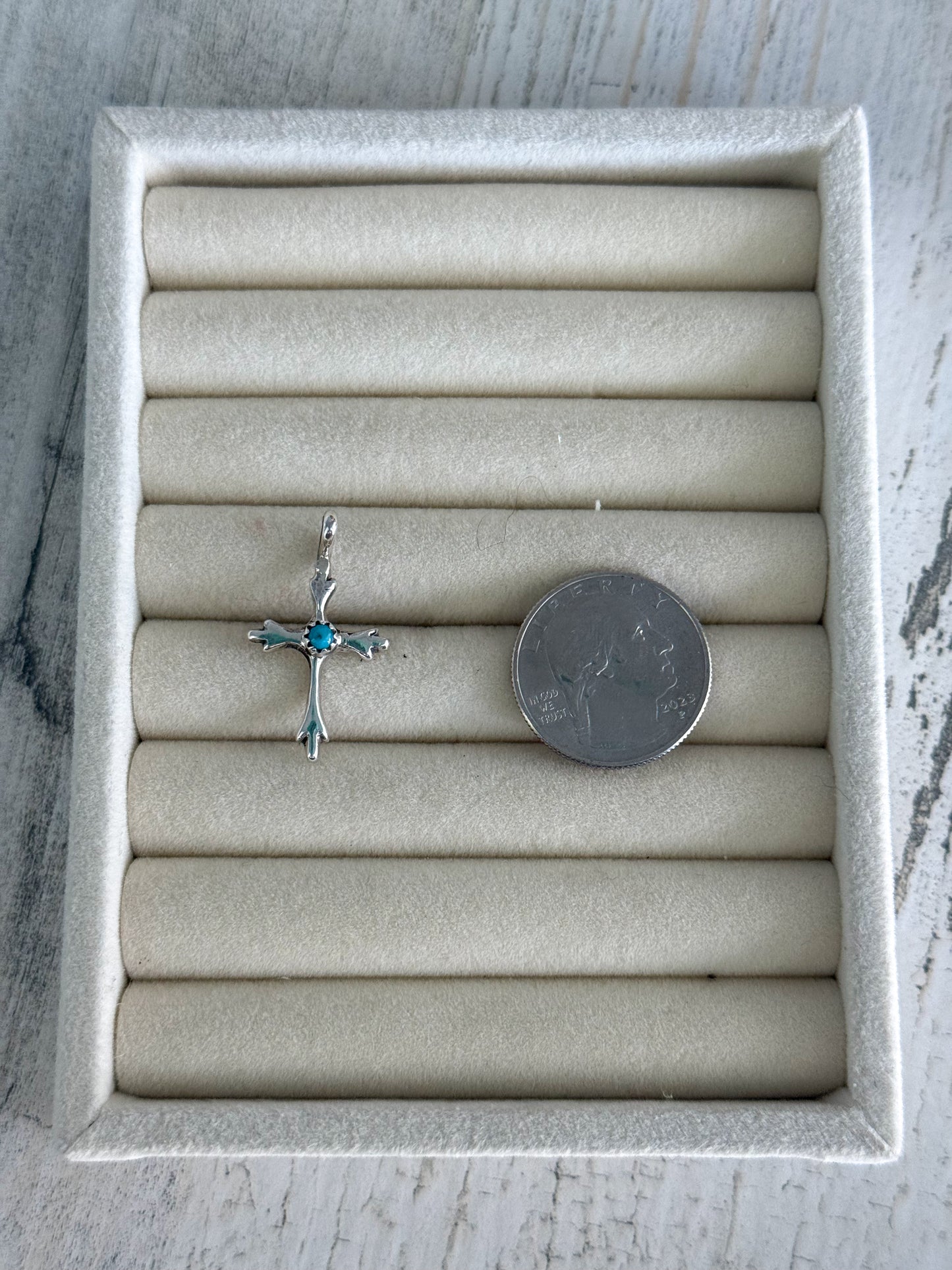 Native American Sterling & Turquoise Dainty Cross