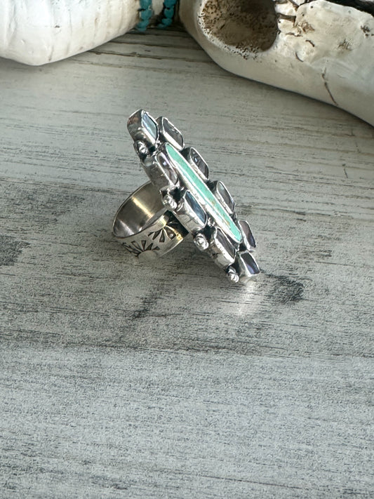 Native Made Abalone & Turquoise Ring Adjustable