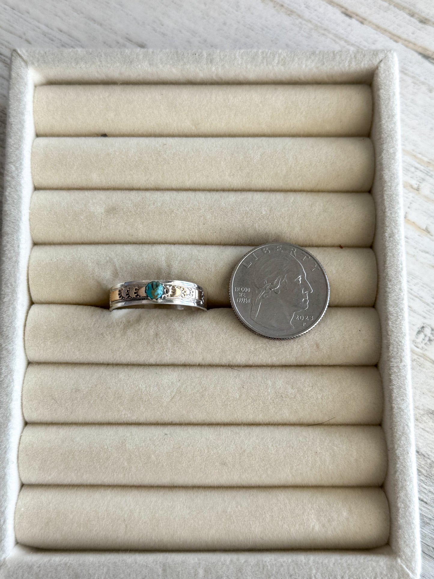 Native American Sterling & Gold Kingman Ring 13