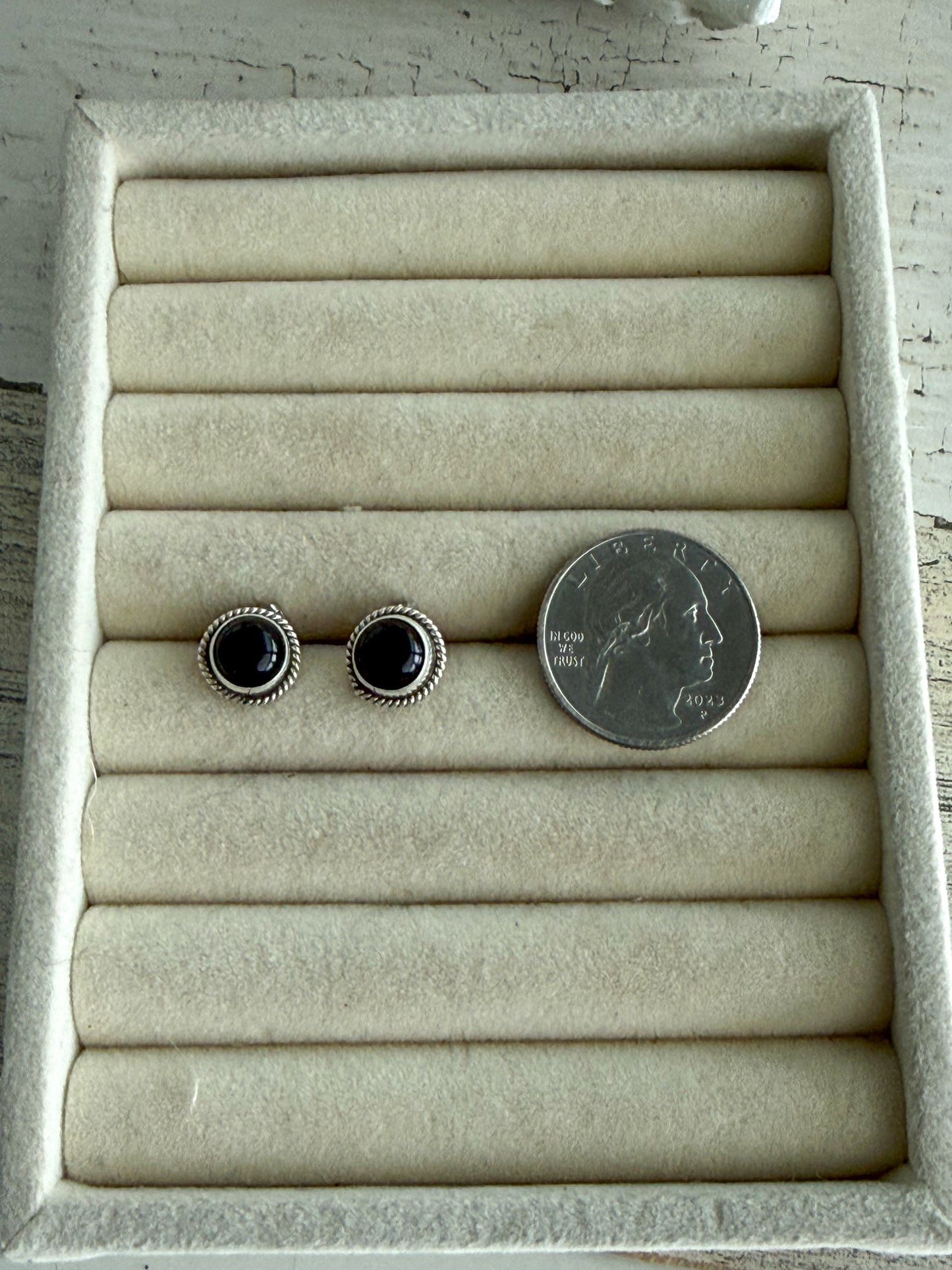 Native American Black Onyx Stud Earrings