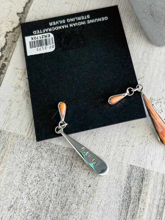Native American Tear Drop Orange Spiny Dangles