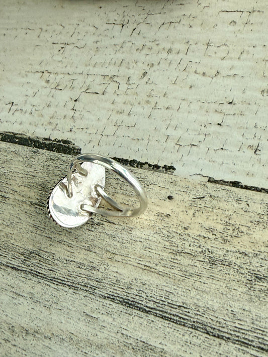 Native American Turquoise Leaf Ring 8.75