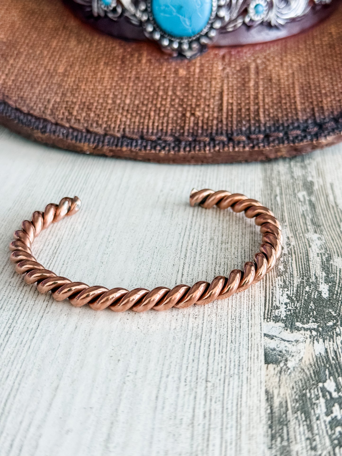 Native American Copper Twist Bracelet 6.75"