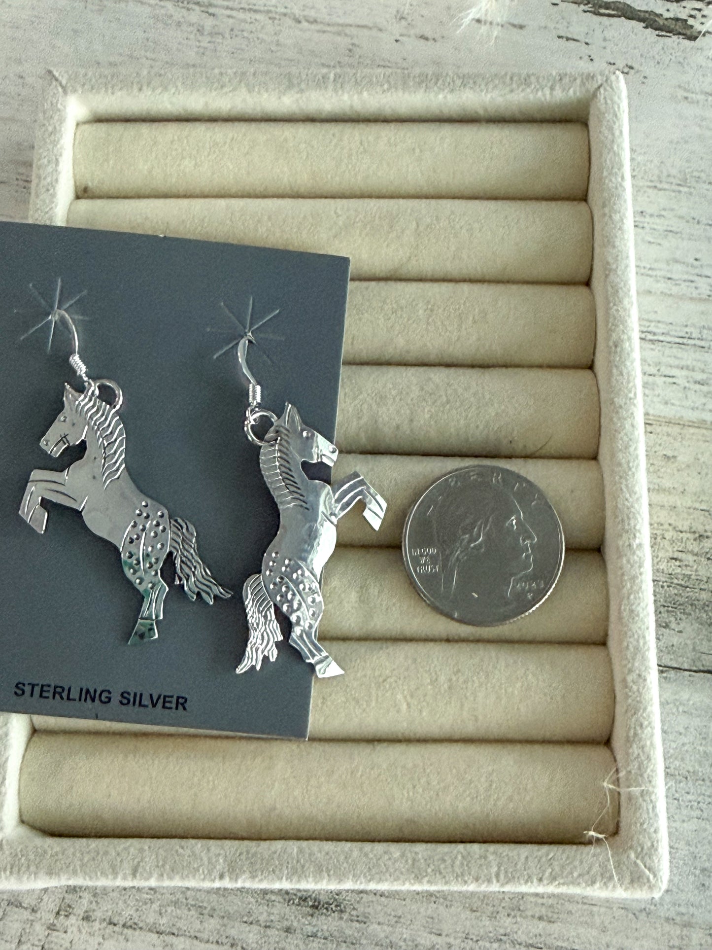 Native American Sterling Horse Dangle Earrings