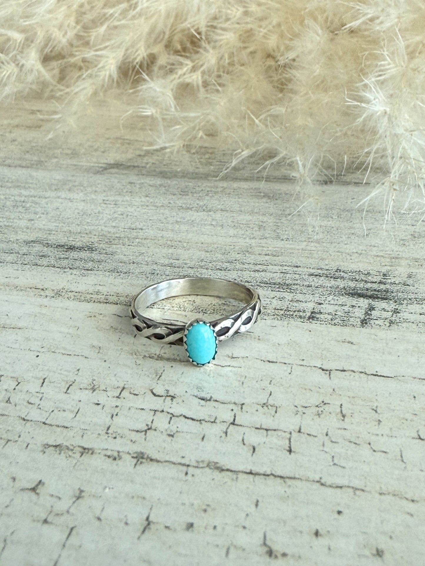 Native American Sterling Turquoise Ring 6.5