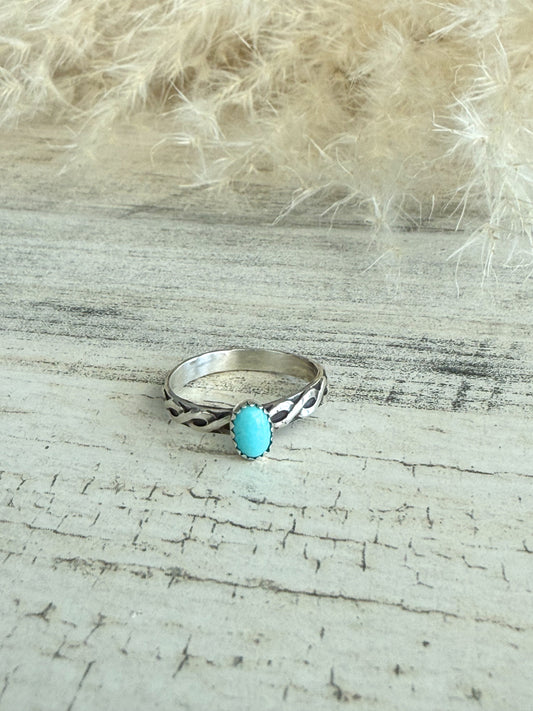 Native American Sterling Turquoise Ring 6.5