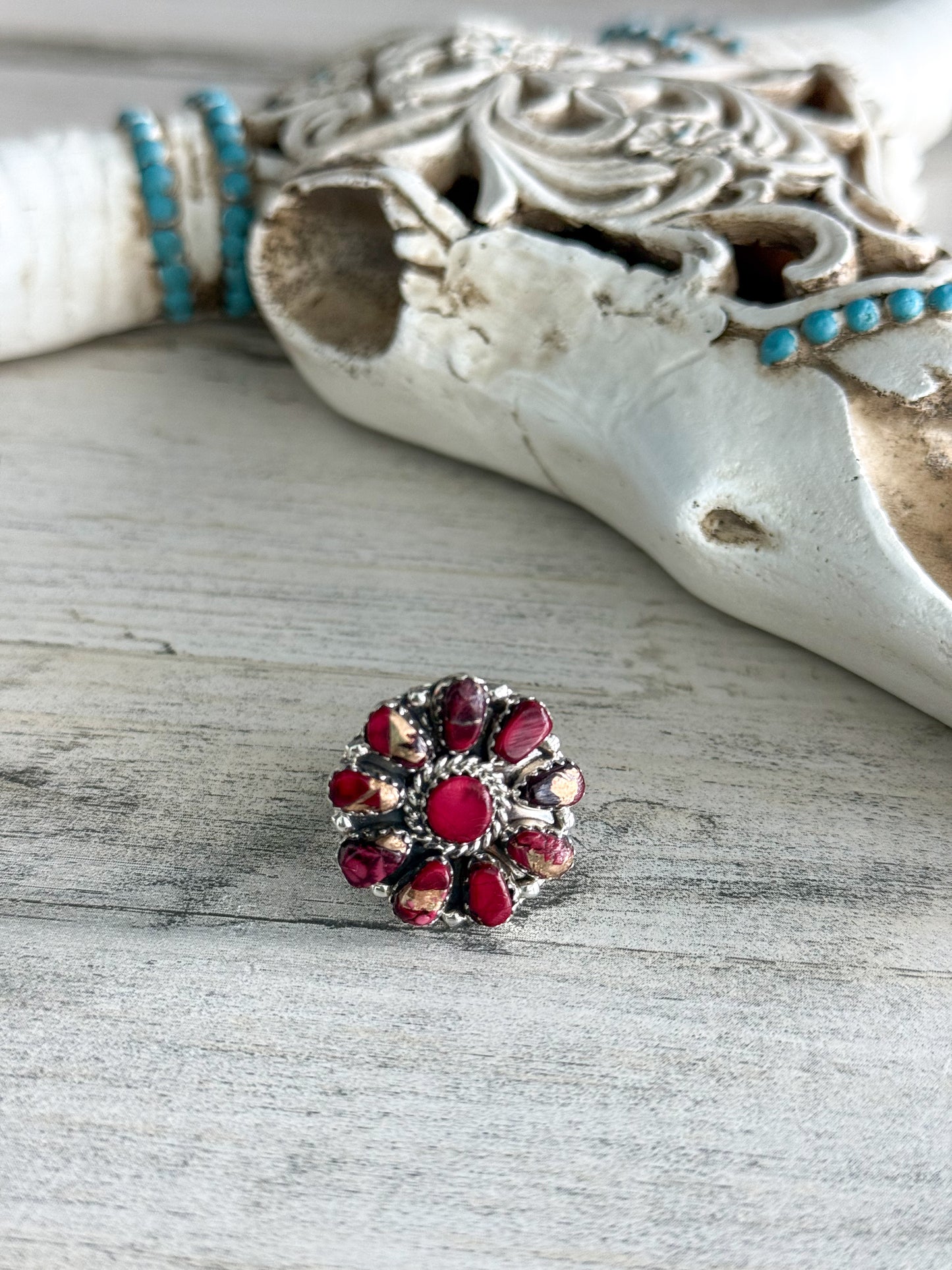 Native Made Dyed Rose Dahlia Rings 9