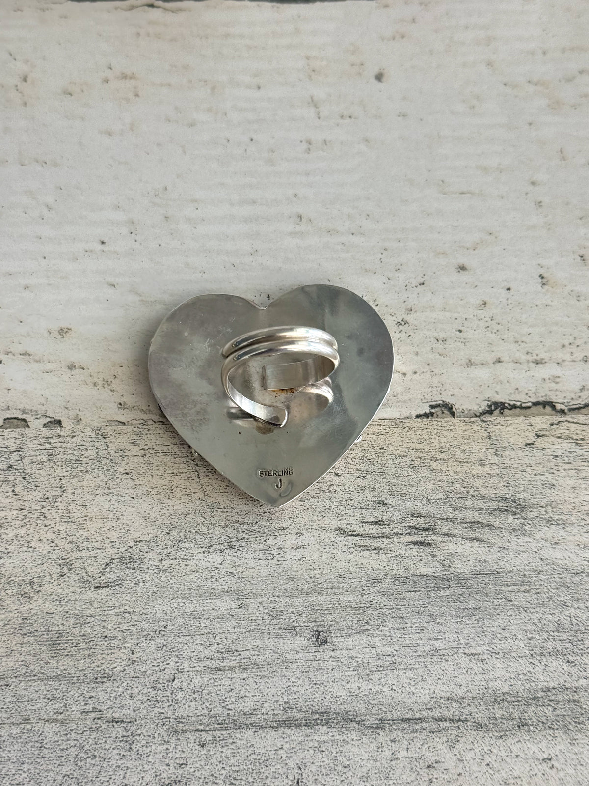 Native American Pink Conch Heart Cluster Adjustable Ring