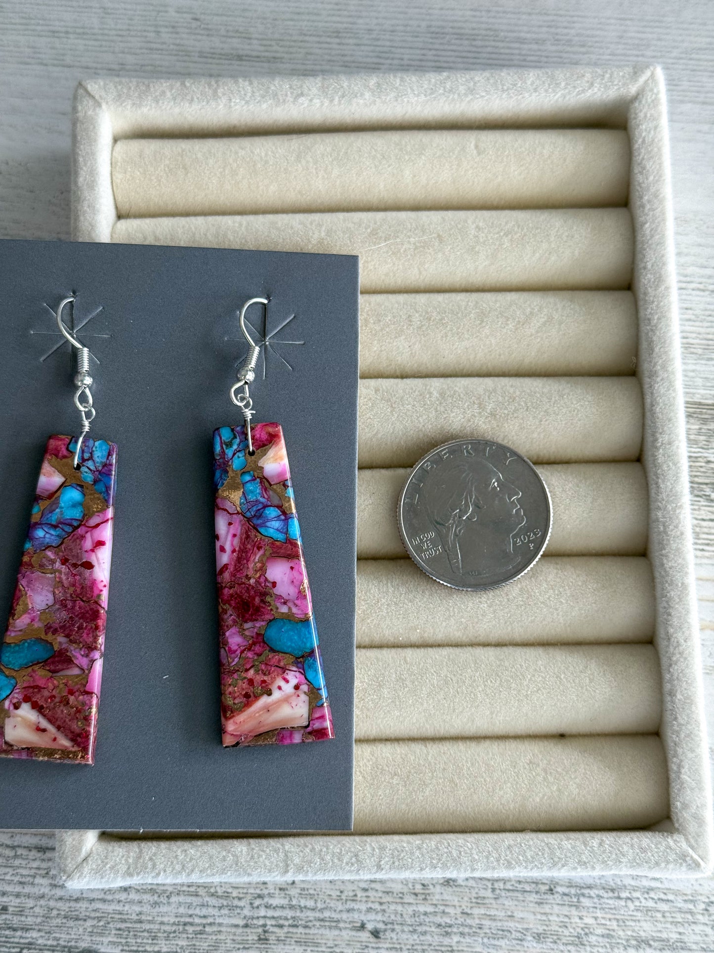 Native American Spiny Turquoise & Bronze Earrings