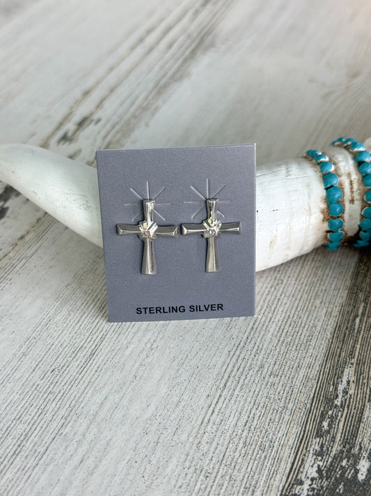 Native American Sterling Cross Earrings