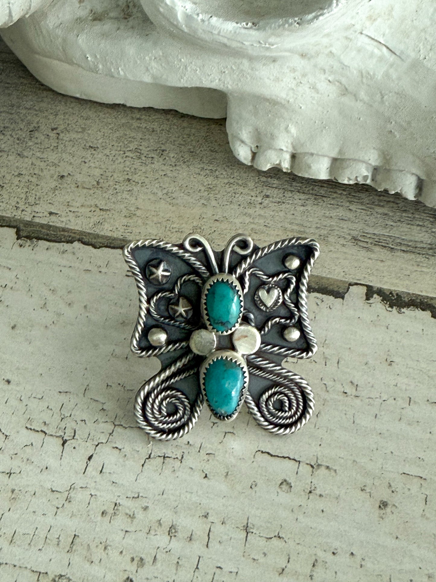 Native American Turquoise Butterfly Ring 8