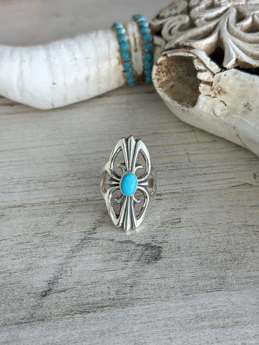 Native American Turquoise Sterling Ring 9