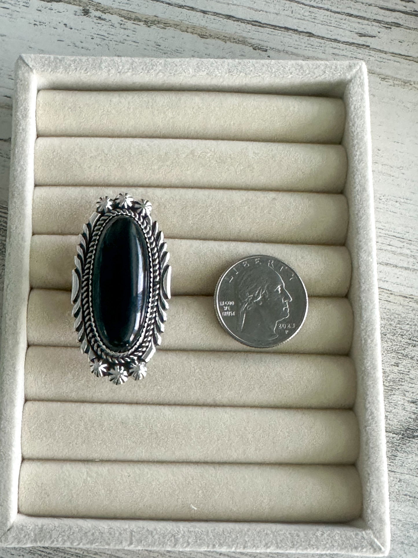 Native Made Black Onyx Ring Size 9.25