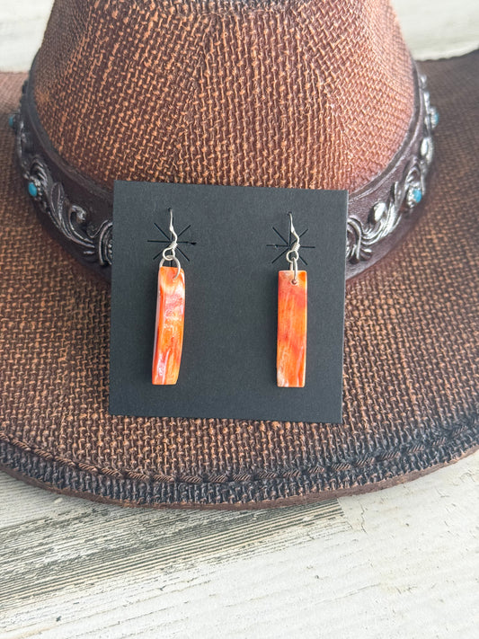 Native American Orange Spiny Dangle Earrings