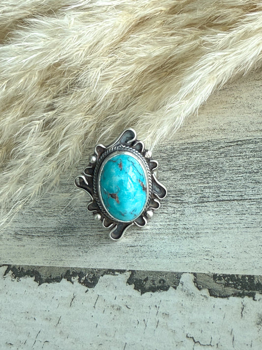 Native American Fox Turquoise Adjustable Ring