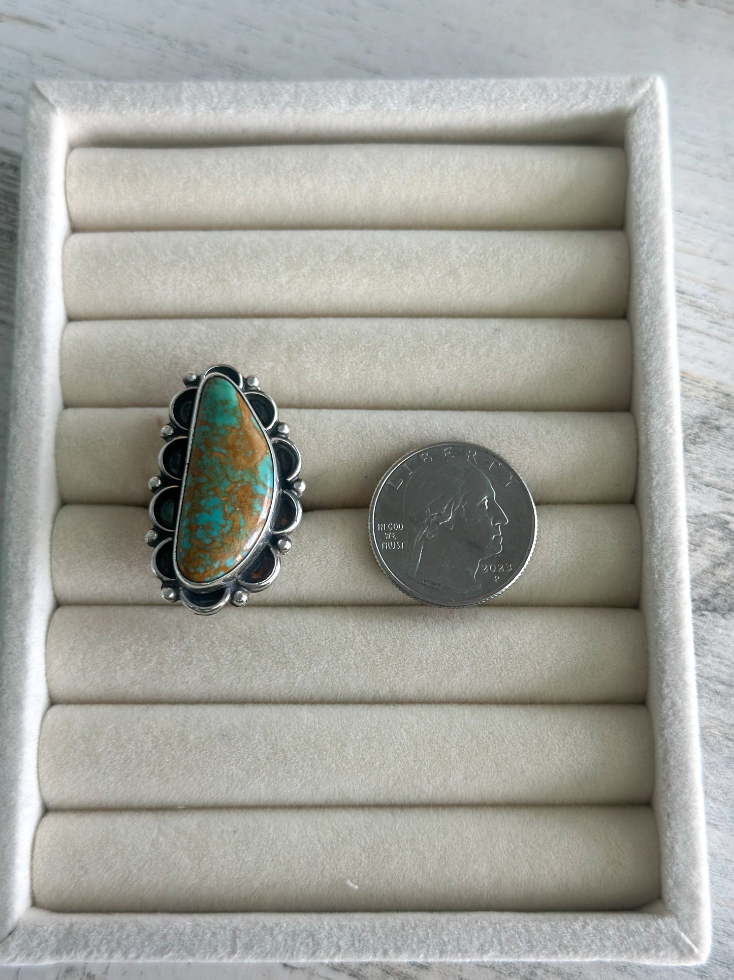 Native Made Green & Brown Emerald Valley Turquoise Ring 9