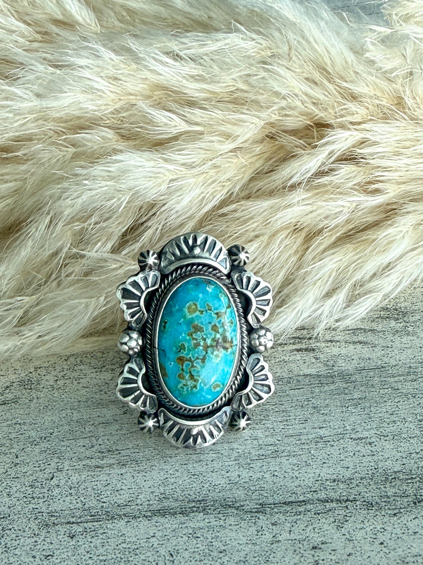 Native American Kingman Turquoise Ring 8