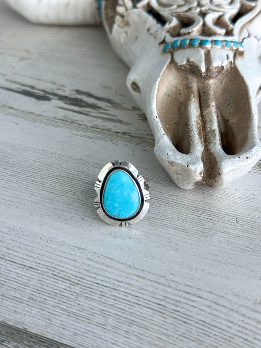 Native Made Kingman Turquoise Ring Size 7