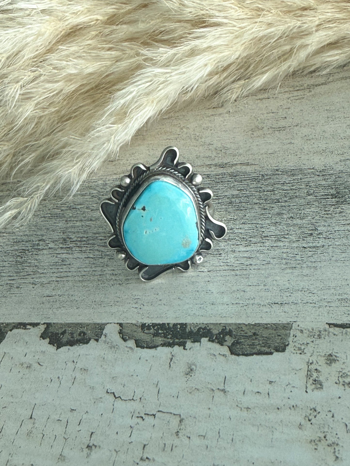 Native American Fox Turquoise Adjustable Ring