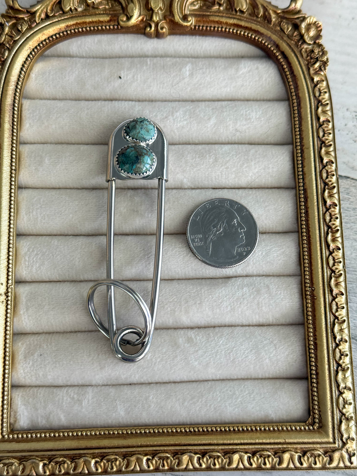 Native American Turquoise Safety Pin Keychain