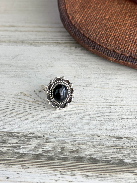 Native American Black Onyx Ring 6.5