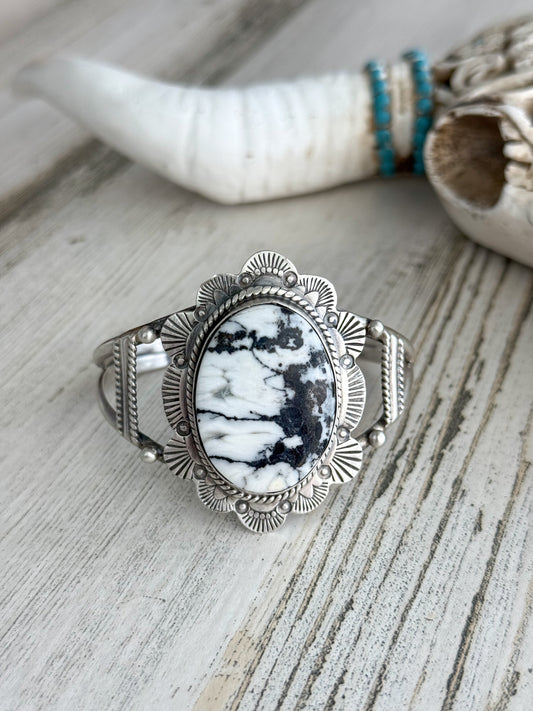 Native American Made White Buffalo Cuff 6-3/4"