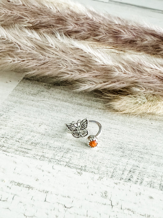 Native American Orange Spiny Butterfly Adjustable Toe/Pinky Tip Ring