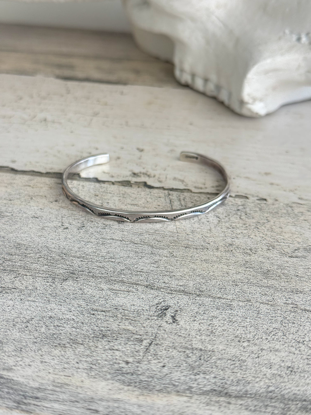 Native American Sterling Stamped Stacker Cuff 6.5"