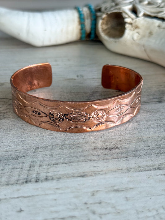 Native American Copper Cuff 8-1/8"
