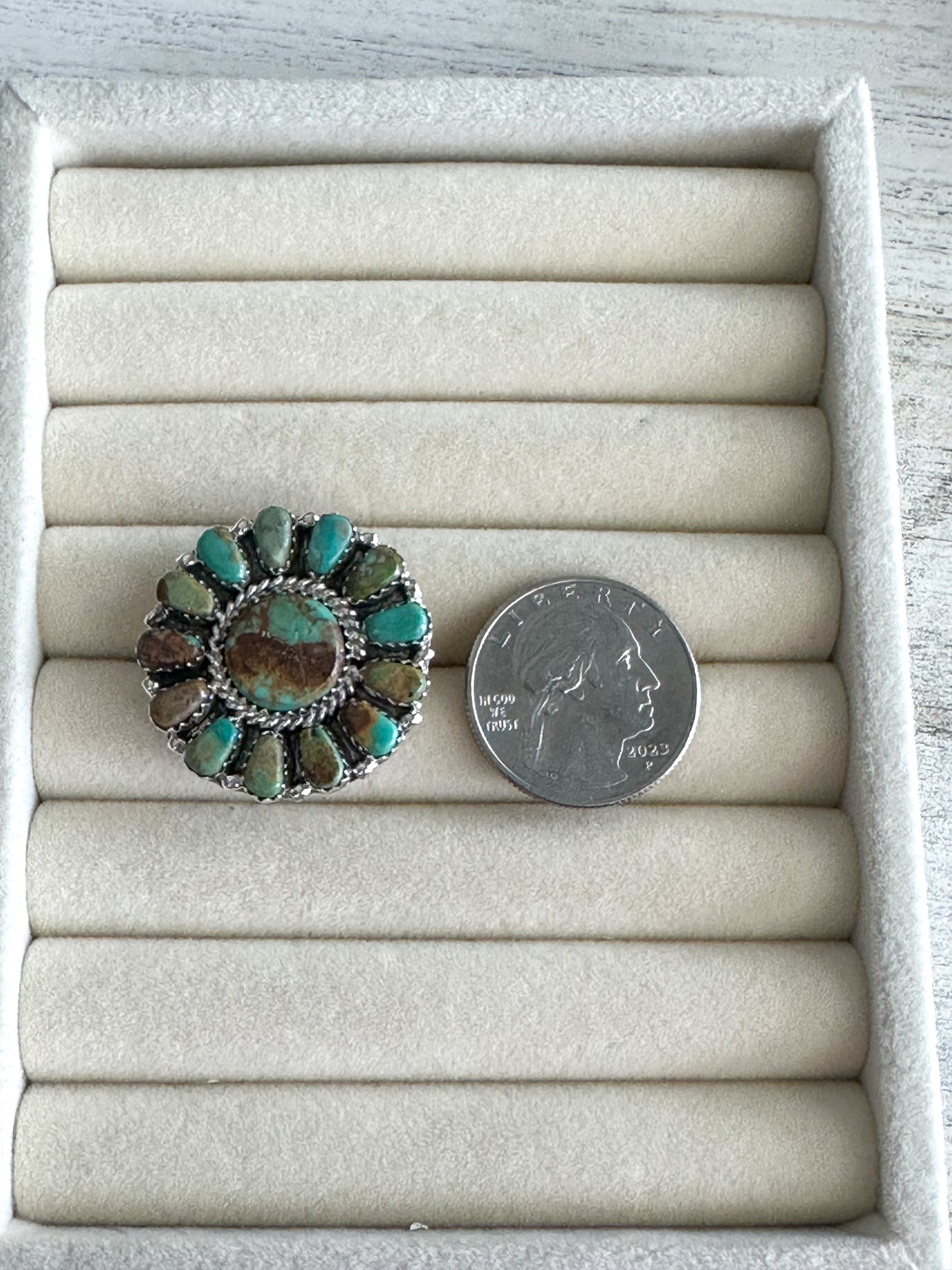 Native Made Cluster Turquoise Ring Adjustable