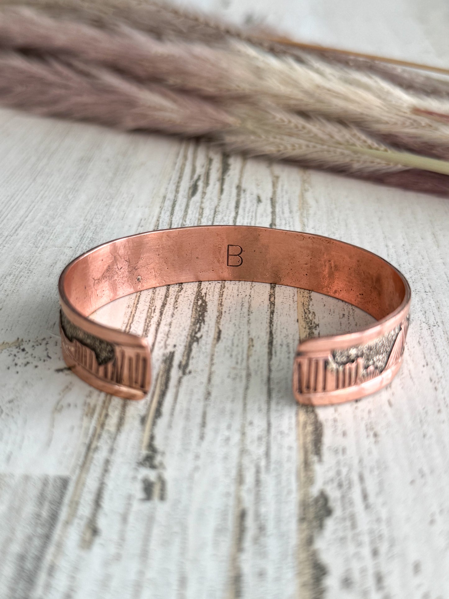 Native American Copper Storyteller Cuff 6.75”