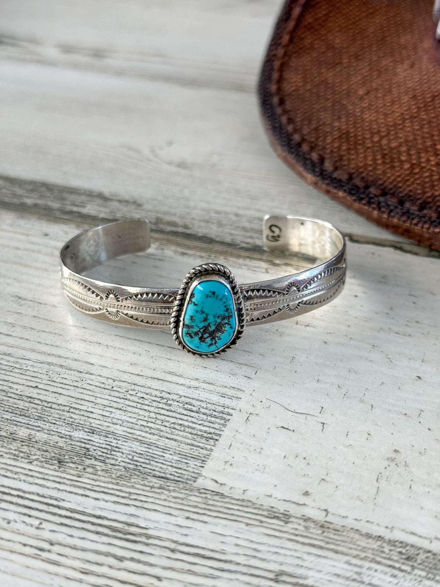 Native American Kingman Stamped Cuff 6.75"