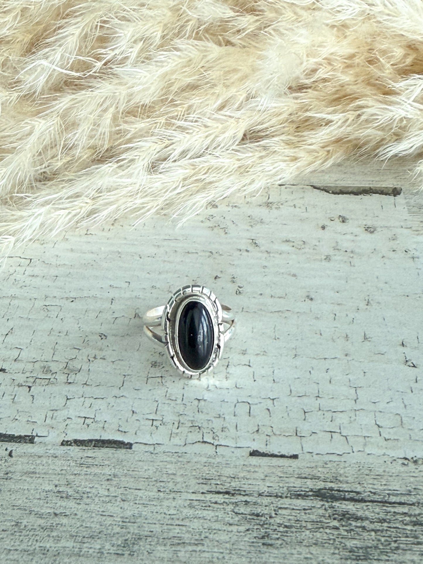 Native American Black Onyx Ring 5.5